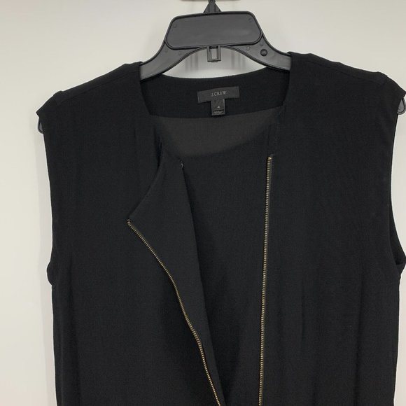 J.Crew Jumpsuit Black Asymmetrical Zip Sleeveless Crepe Jogger - Picture 7 of 14